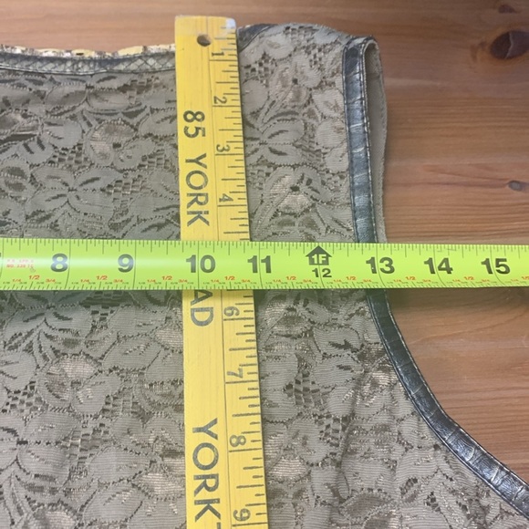 Dancing Couture Rare Sleeveless Top Embellished w Leather. Gold w Bronze Silver - Picture 17 of 17